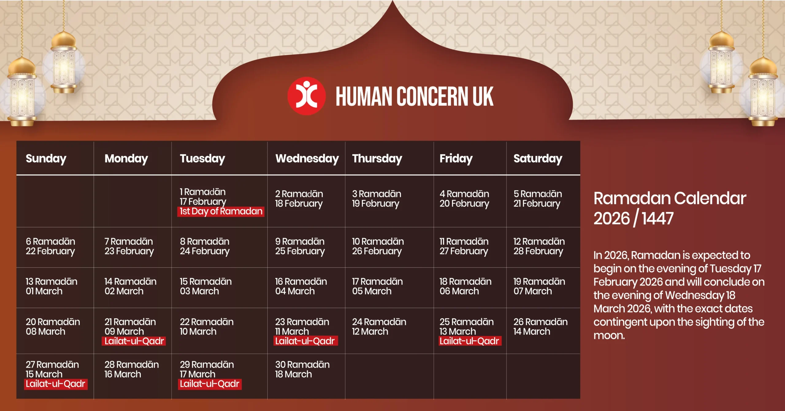 Ramadan 2026 in UK